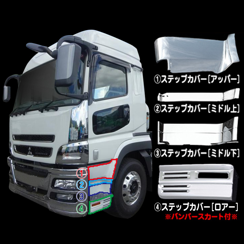三菱ふそう 17スーパーグレート メッキ ステップ アッパー カバー